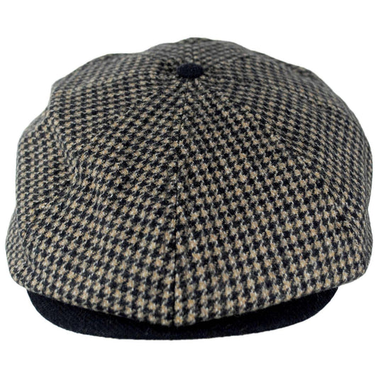 BRIXTON HATS | Brood Wool Houndstooth Newsboy Cap | 161581 | front | NAVY/SAND HOUNDSTOOTH