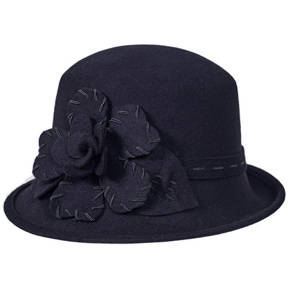 Toucan Collection | Saddle Stitch Rose Profile Wool Felt Cloche Hat - Made to Order