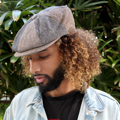 Jaxon Hats | Herringbone Patchwork Wool Blend Newsboy Cap | 167779 | lsmthree | MULTI