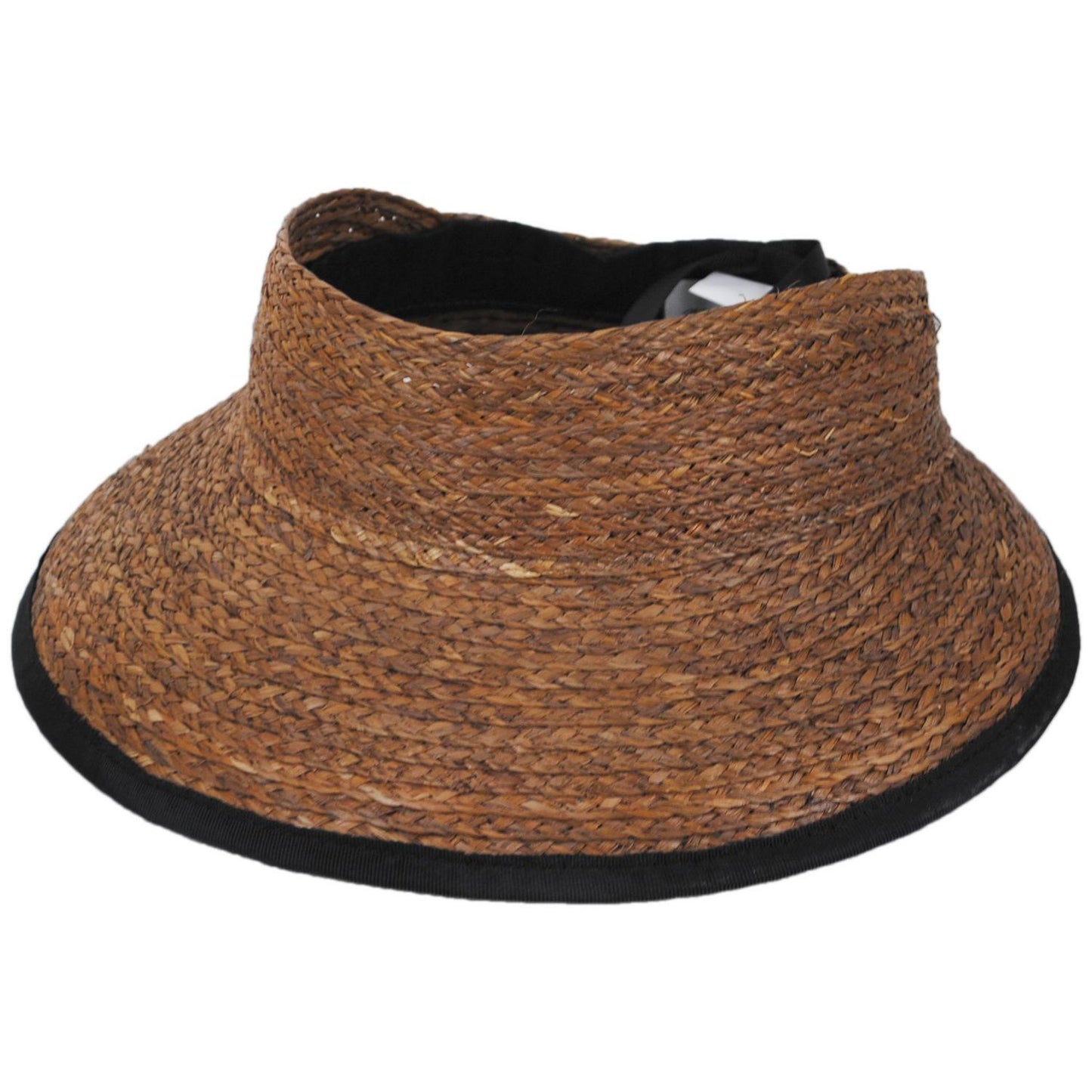 Kathy Jeanne | Updo Raffia Straw Visor | 198700 | lead | BROWN/BLACK