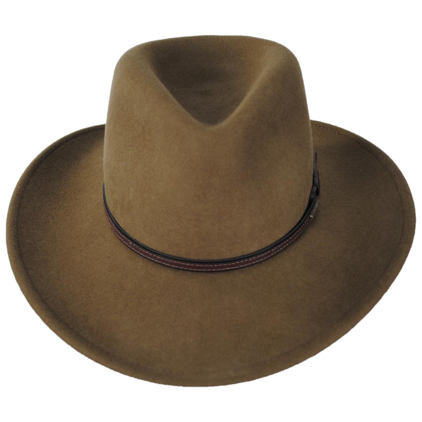 Stetson | Bozeman Crushable Wool Felt Outback Hat | 130692 | front | LIGHT BROWN
