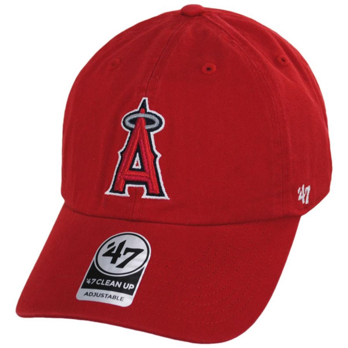 47 Brand | Los Angeles Angels of Anaheim MLB Home Clean Up Strapback Baseball Cap Dad Hat | 203022 | lead | RED