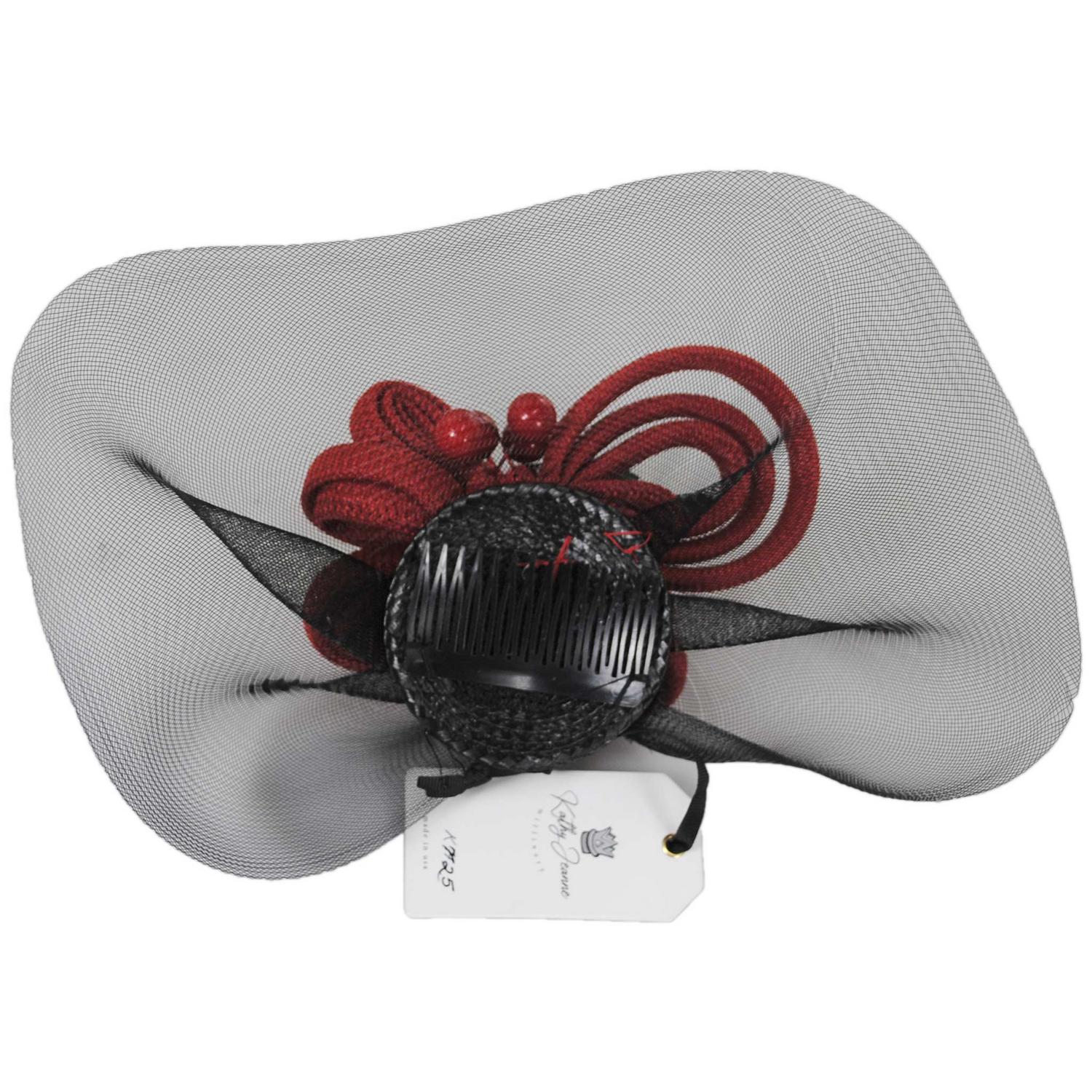 Kathy Jeanne | Cherries Jubilee Fascinator Hat | 122465 | under | BLACK/RED