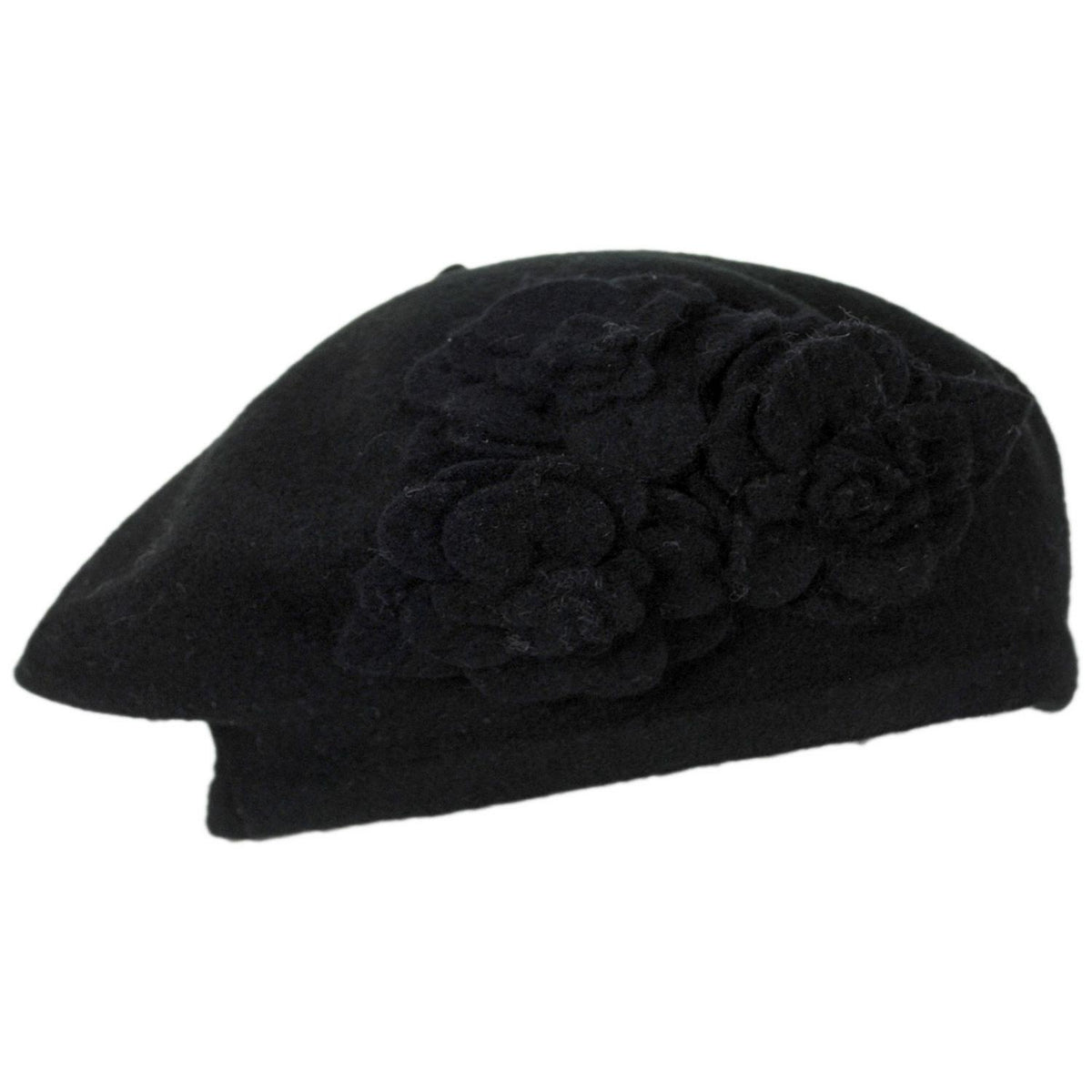 San Diego Hat Company | Fleur Wool Beret | 151613 | lead | BLACK