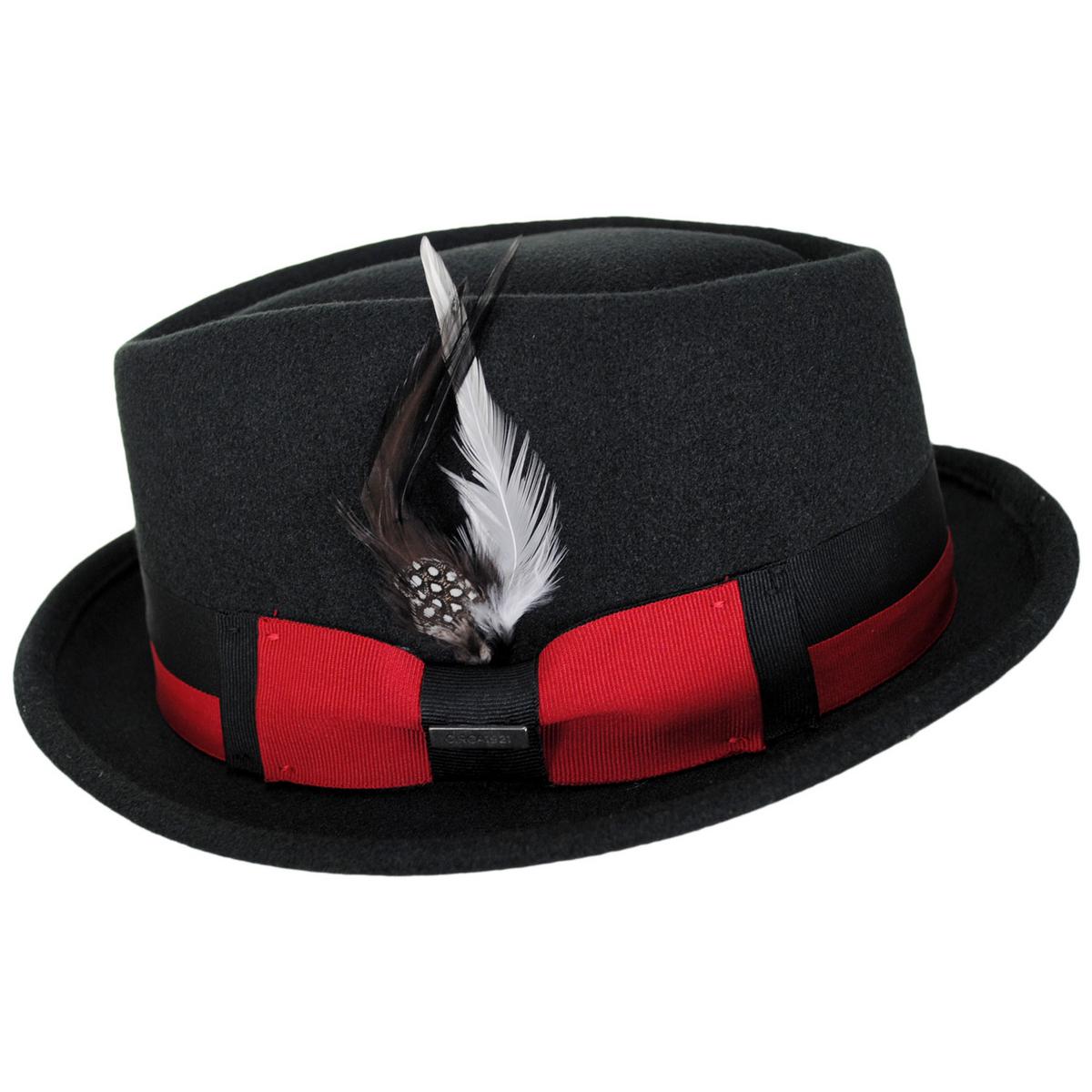 Dorfman Pacific | Clubber ProvatoKnit Diamond Crown Fedora Hat | 130427 | profile | BLACK