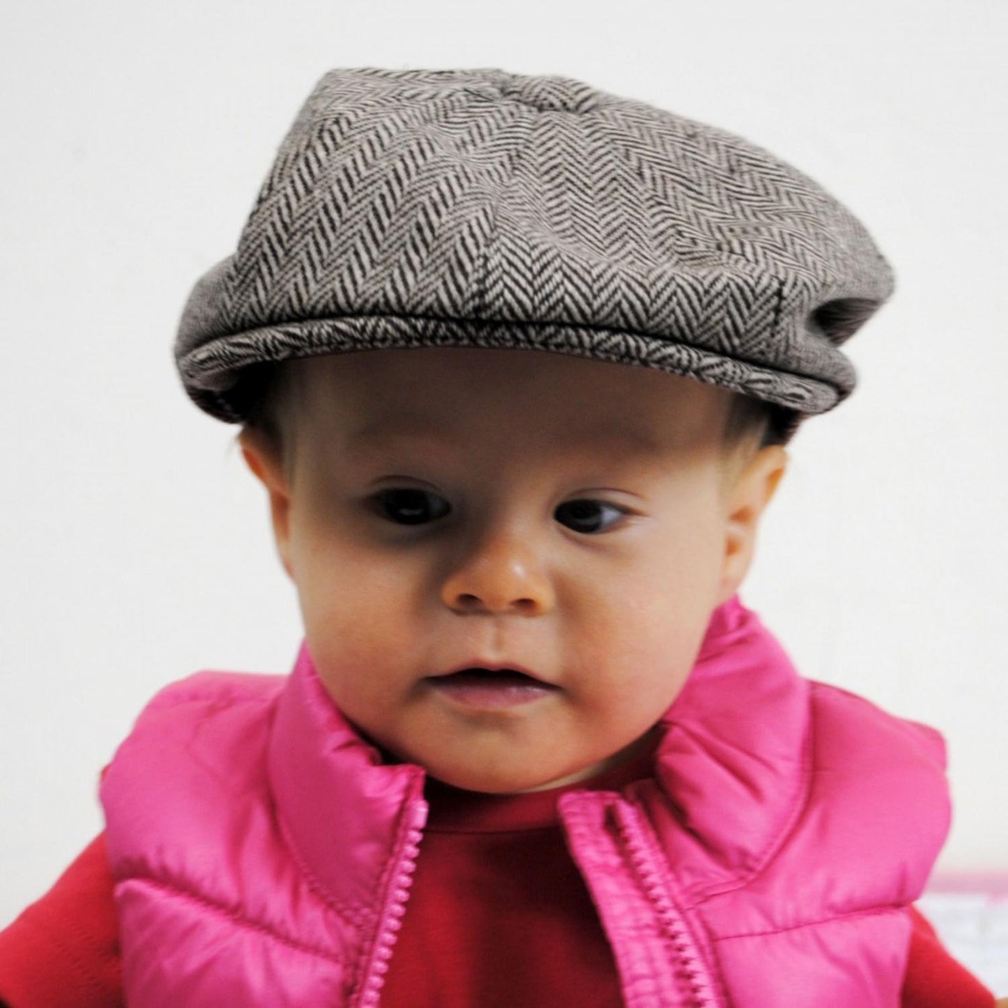 Jaxon Hats | Baby Herringbone Wool Blend Newsboy Cap | 512110 | lsfthree | CHARCOAL