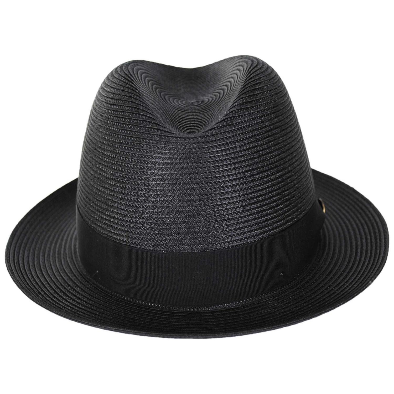Stetson | Parker Florentine Milan Straw Fedora Hat | 127072 | front | BLACK