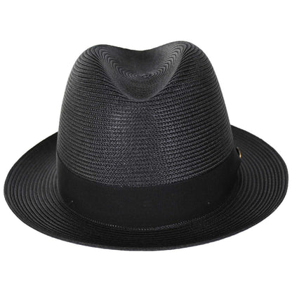 Stetson | Parker Florentine Milan Straw Fedora Hat | 127072 | front | BLACK
