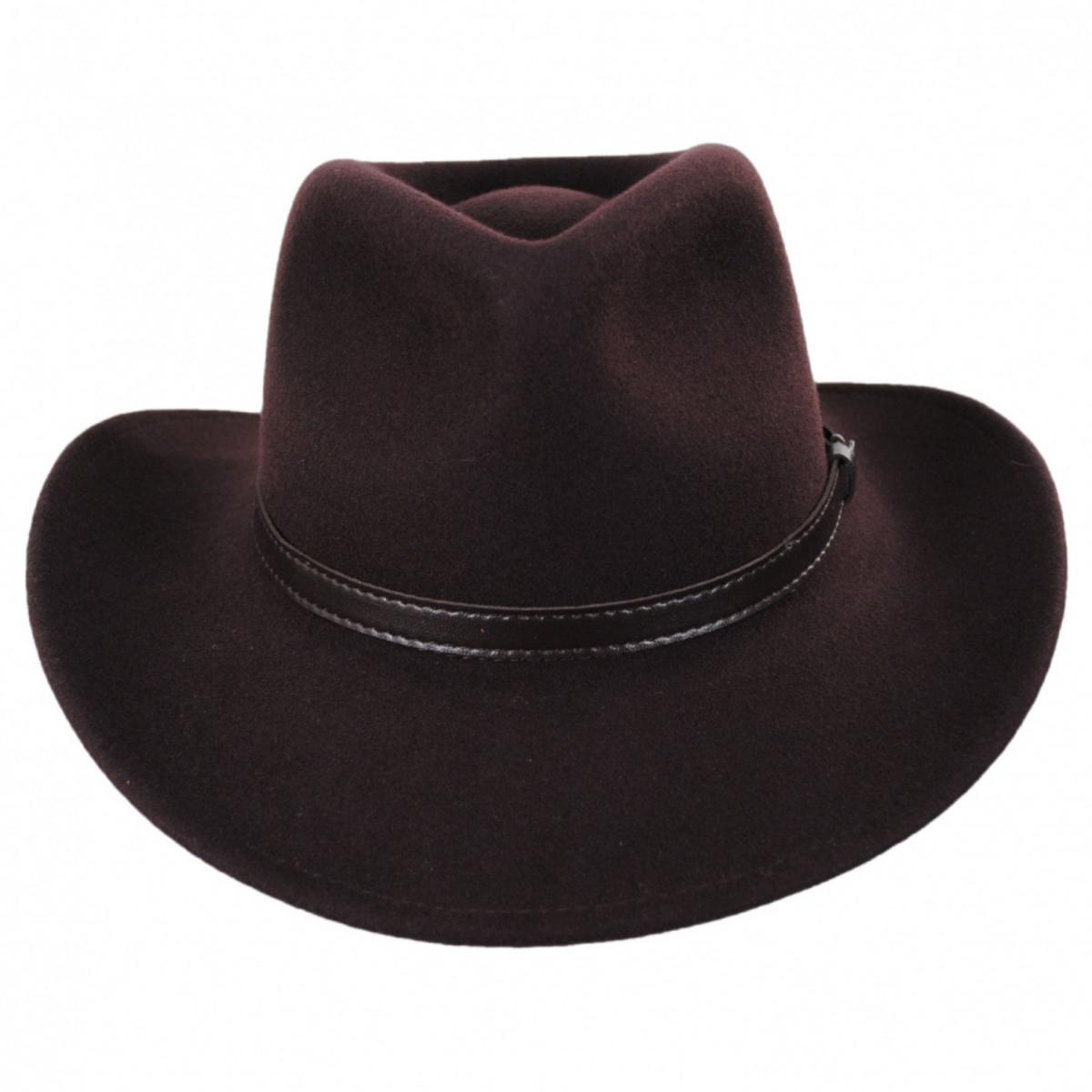 Jaxon Hats | Crushable Wool Felt Outback Hat | 135002 | front | BROWN