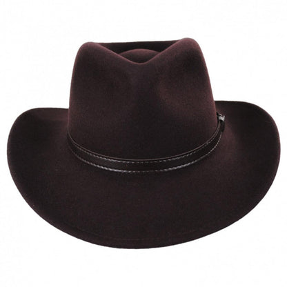Jaxon Hats | Crushable Wool Felt Outback Hat | 135002 | front | BROWN