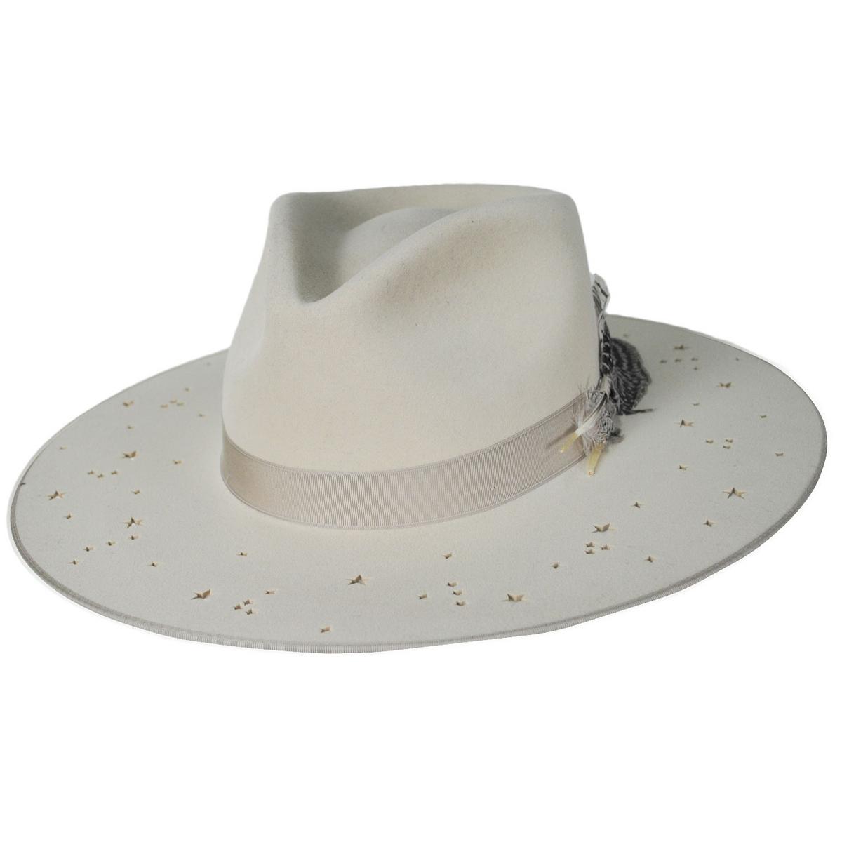 Stetson | Night Sky S Wide Brim Wool Felt Fedora Hat | 130721 | lead | BONE