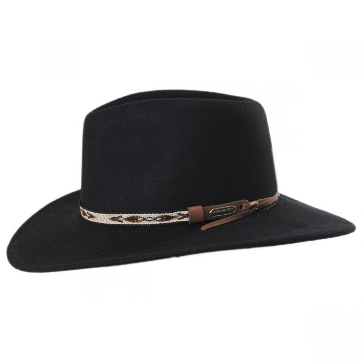 Stetson | Ashley Crushable Wool Felt Earflap Aussie Hat | 130710 | profile | BLACK