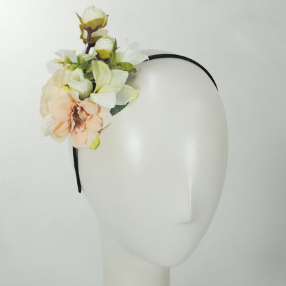Jeanne Simmons | Flower Bouquet Fascinator Headband | 120719 | profile | CREAM