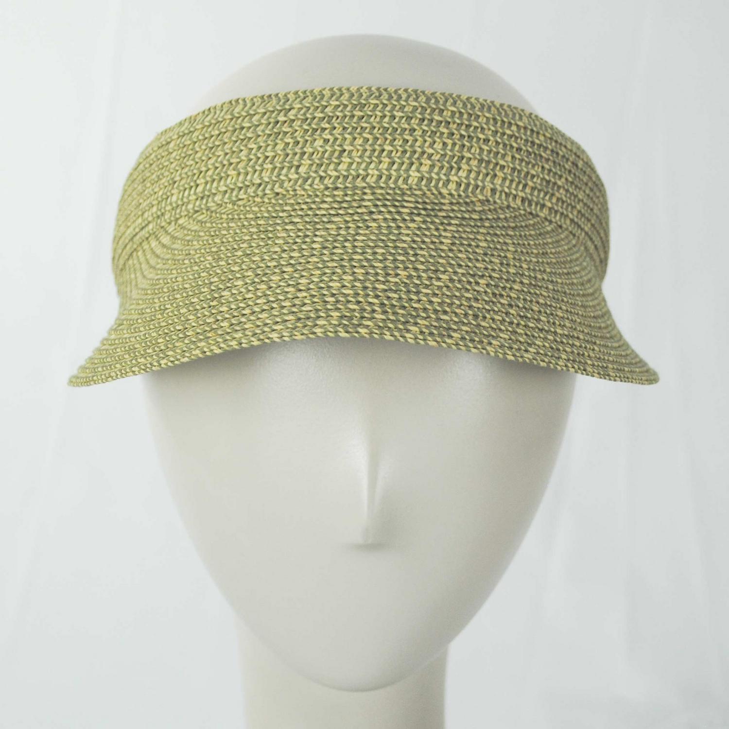Jeanne Simmons | Toyo Braid Straw Tweed Visor Hat | 196207 | front | GREEN TWEED