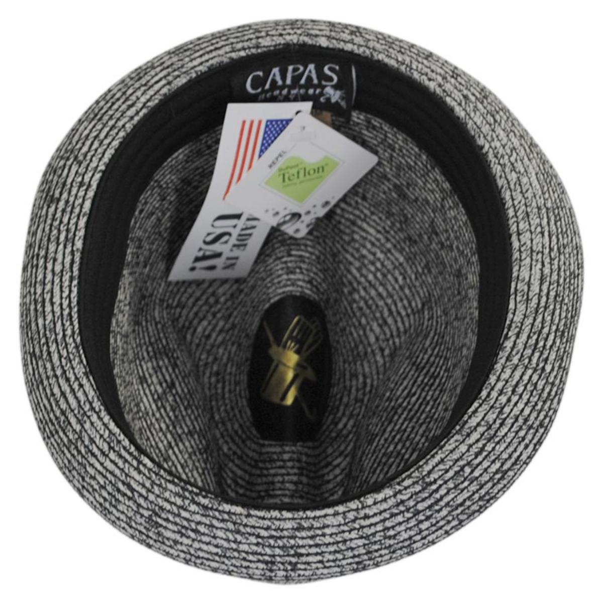 Capas Headwear | Soho Poly Braid Stingy Brim Fedora Hat | 126694 | under | BLACK/WHITE