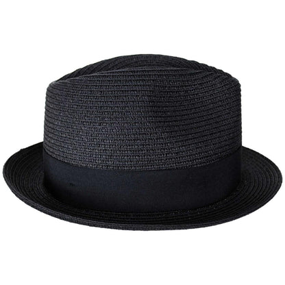Jaxon Hats | Toyo Straw Braid Trilby Fedora Hat | 128500 | profiletwo | BLACK