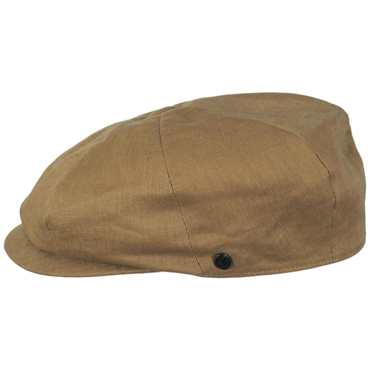 Jaxon Hats | Linen and Cotton Newsboy Cap | 167774 | profile | CAMEL