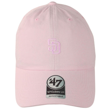 47 Brand | San Diego Padres MLB Tonal Base Runner Clean Up Strapback Baseball Cap Dad Hat | 204431 | front | DIGITAL PINK