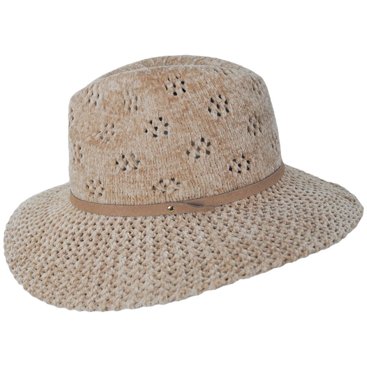 San Diego Hat Company | Walnut Grove Chenille Knit Fedora Hat | 108943 | profile | CAMEL