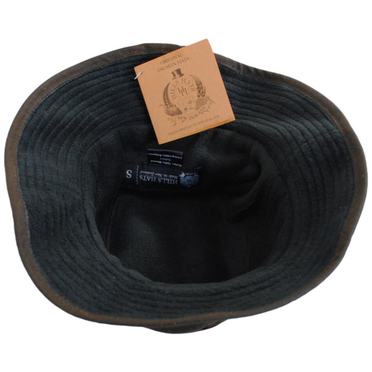 Hills Hats of New Zealand | The Storm Waxed Cotton Bucket Hat | 401703 | under | BROWN