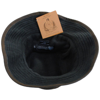 Hills Hats of New Zealand | The Storm Waxed Cotton Bucket Hat | 401703 | under | BROWN