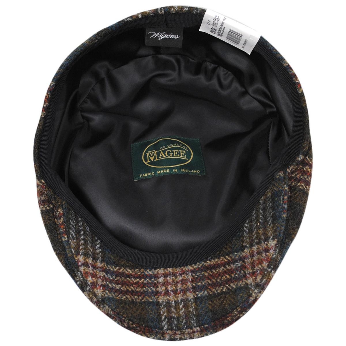 Wigens Caps | Magee Multi Check Wool Modern Ivy Cap | 161968 | under | DARK BLUE