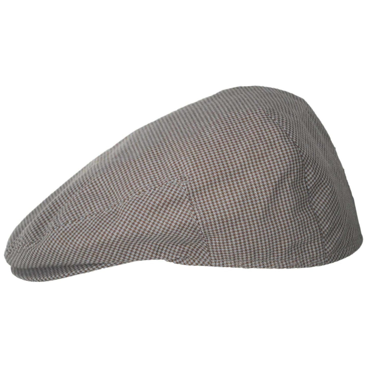 Baskerville Hat Company | Talbot Cotton Micro Houndstooth Ivy Cap | 167676 | profile | TAUPE