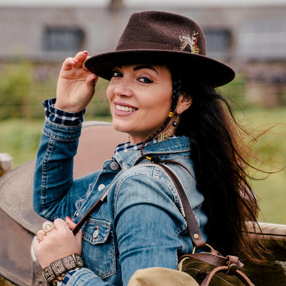 Jaxon Hats | C-Crown Crushable Wool Felt Fedora Hat | 135003 | lsfone | BROWN