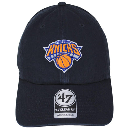 47 Brand | New York Knicks NBA Clean Up Strapback Baseball Cap Dad Hat | 203991 | front | NAVY