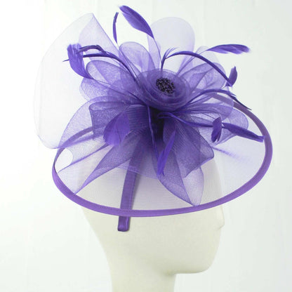 Sophia | Floral Mesh and Ribbon Fascinator Hat | 122905 | profile | PURPLE