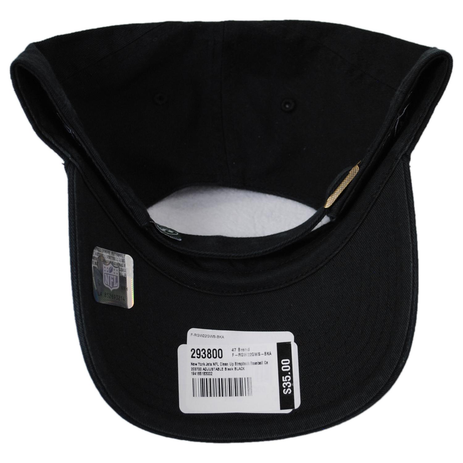 47 Brand | New York Jets NFL Clean Up Strapback Baseball Cap Dad Hat | 203700 | under | BLACK