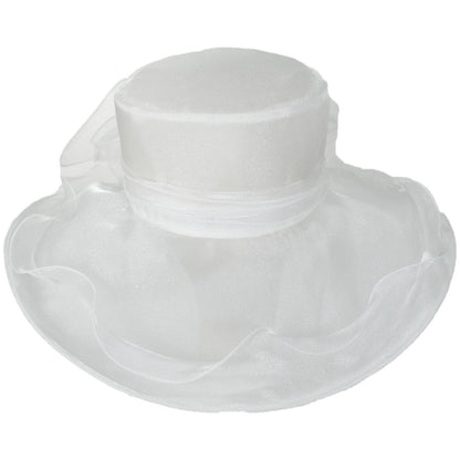 San Diego Hat Company | Organza Pearl Boater Dress Hat | 121052 | front | WHITE