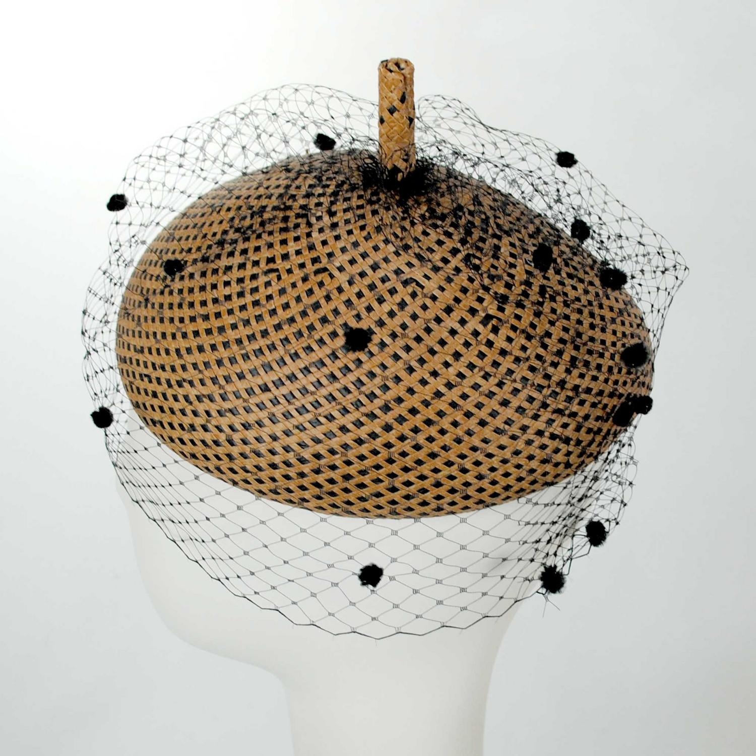 Kathy Jeanne | Toyo Straw Beret with Veil | 100722 | profile | TOBACCO MIX
