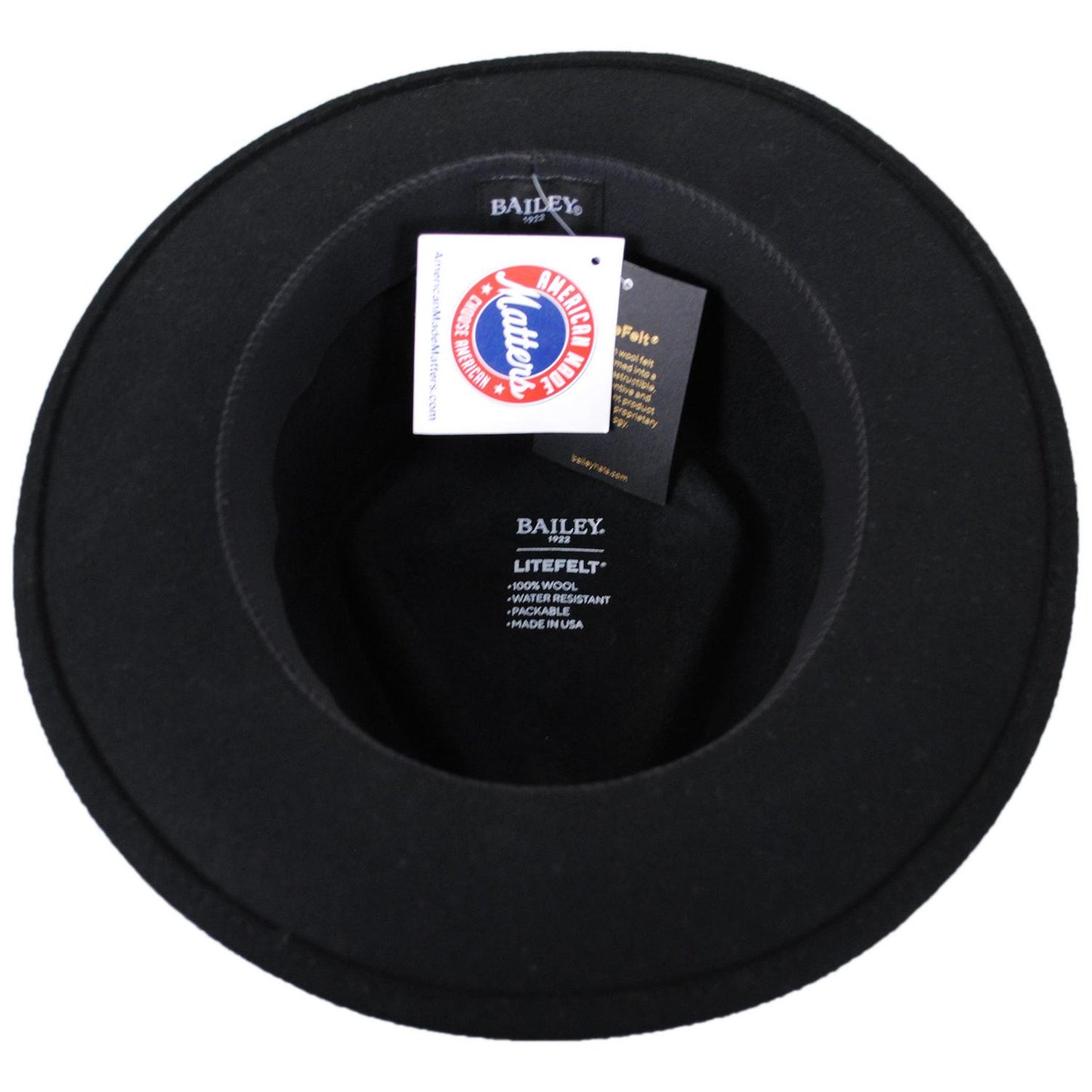 Bailey 1922 | Lasham Wool LiteFelt Fedora Hat | 133300 | under | BLACK