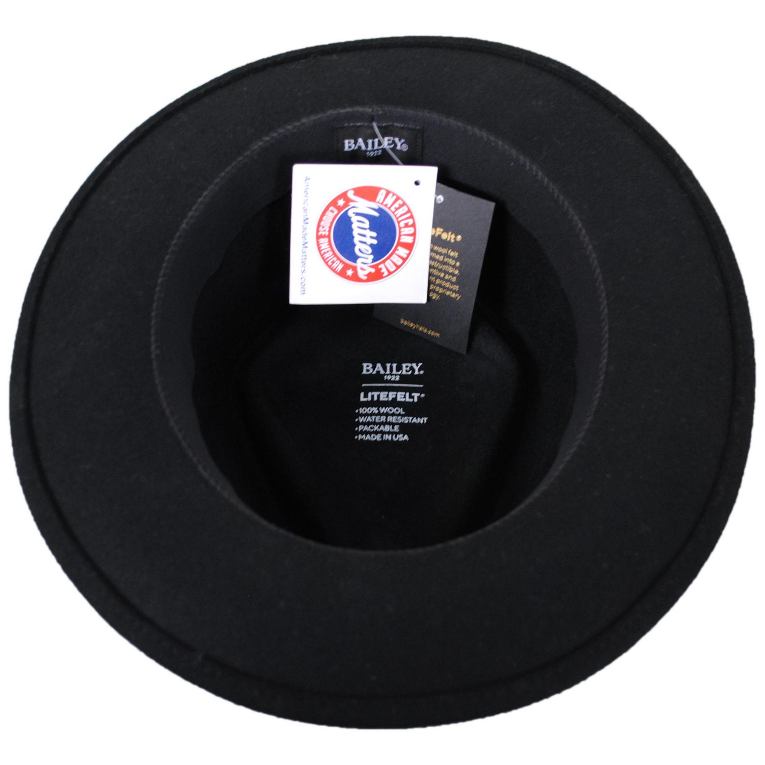 Bailey 1922 | Lasham Wool LiteFelt Fedora Hat | 133300 | under | BLACK