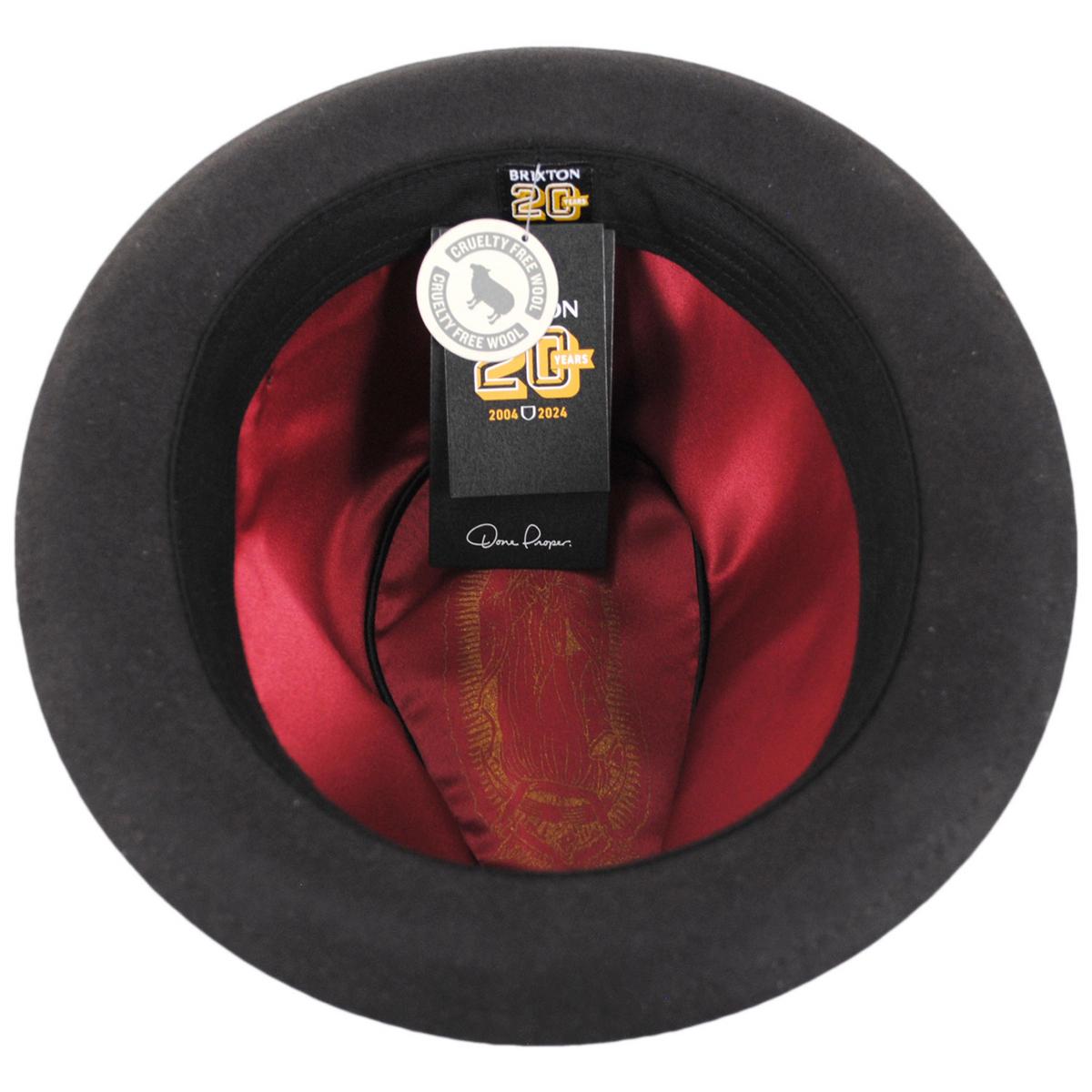 BRIXTON HATS | 20th Anniversary Gain Wool Felt Fedora Hat | 135608 | under | CHOCOLATE/GOLD