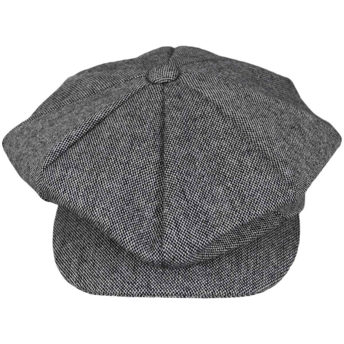 Jaxon Hats | Marl Tweed Wool Blend Big Apple Cap | 167725 | front | BLACK