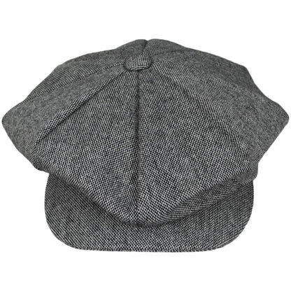 Jaxon Hats | Marl Tweed Wool Blend Big Apple Cap | 167725 | front | BLACK