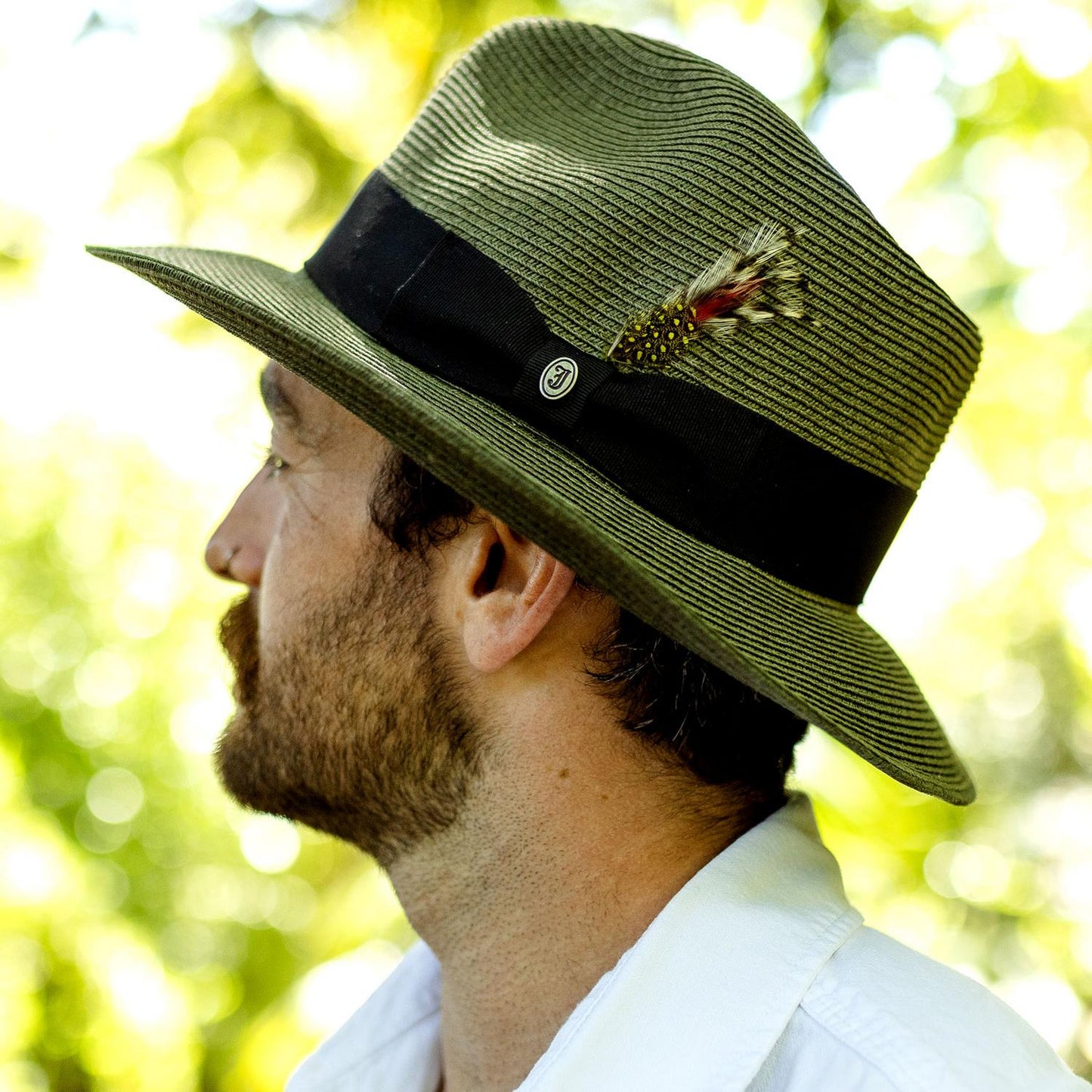 Jaxon Hats | Summer C-Crown Toyo Straw Fedora Hat | 129010 | lsfone | OLIVE GREEN