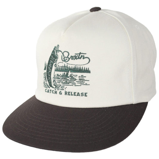 BRIXTON HATS | Catch and Release Cotton HP Snapback Baseball Cap | 201729 | lead | OFF WHITE/BROWN
