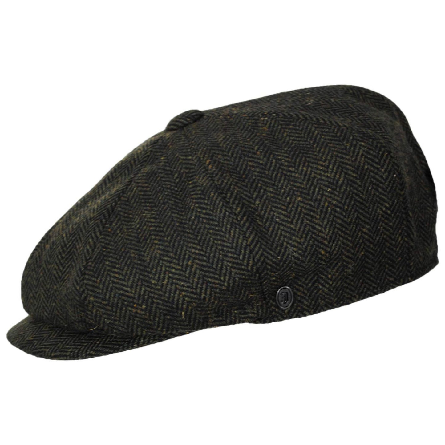 Jaxon Hats | Bird Rock Herringbone Wool Blend Newsboy Cap | 167572 | profile | OLIVE GREEN
