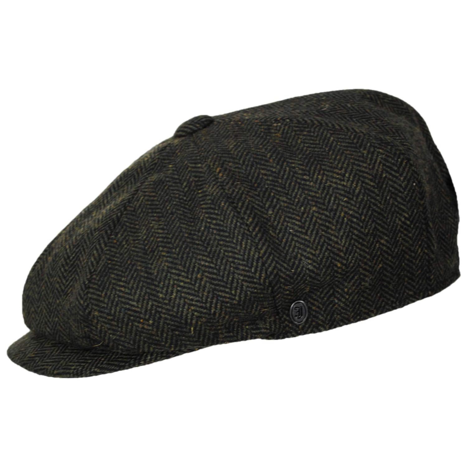 Jaxon Hats | Bird Rock Herringbone Wool Blend Newsboy Cap | 167572 | profile | OLIVE GREEN