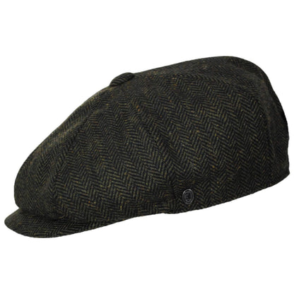 Jaxon Hats | Bird Rock Herringbone Wool Blend Newsboy Cap | 167572 | profile | OLIVE GREEN