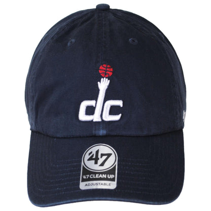 47 Brand | Washington Wizards NBA Clean Up Strapback Baseball Cap Dad Hat | 204180 | front | NAVY