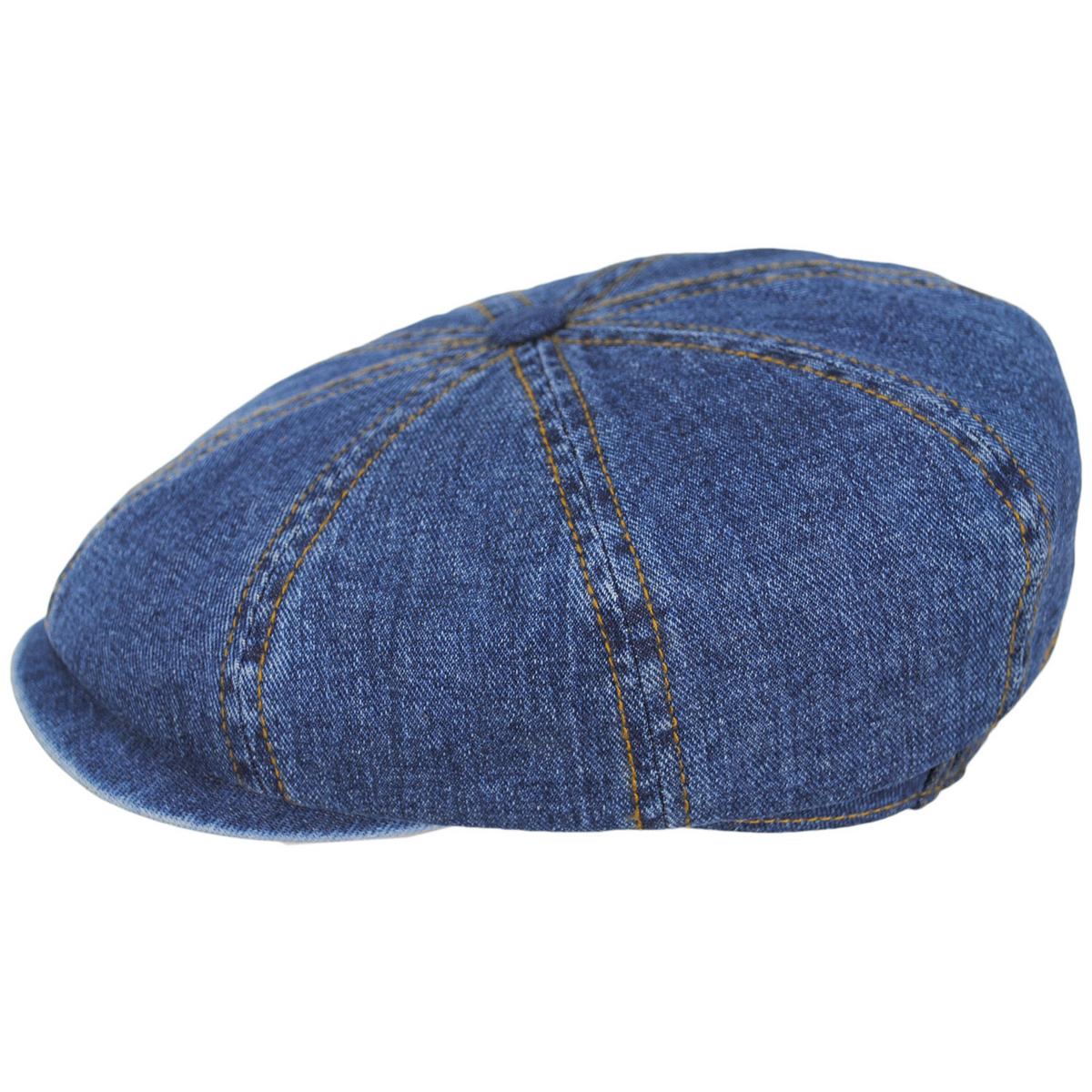 Stetson | Hatteras Cotton Denim Newsboy Cap | 160181 | profile | DENIM BLUE