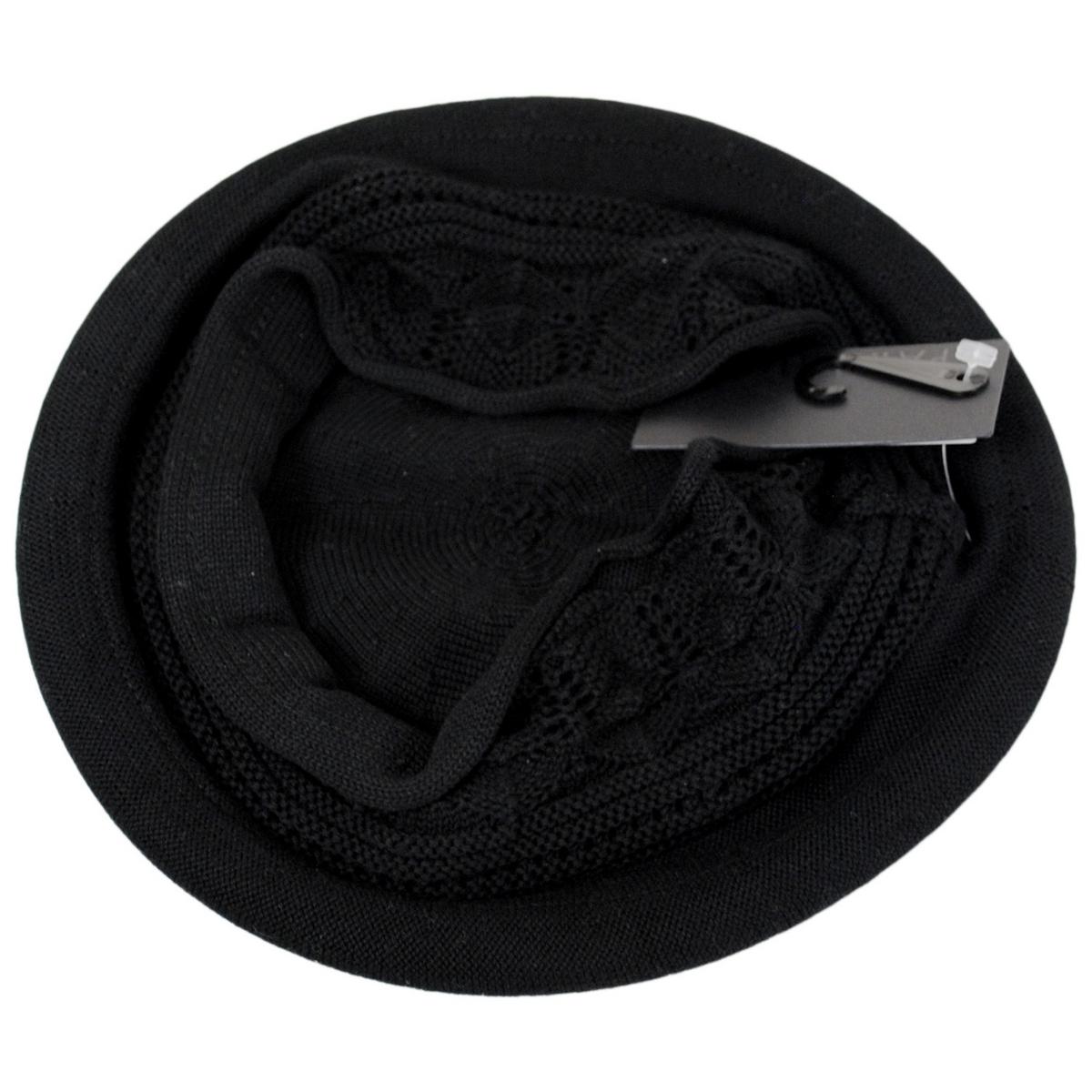 Parkhurst | Pointelle Cotton Knit Topper Beanie Hat | 500853 | under | BLACK
