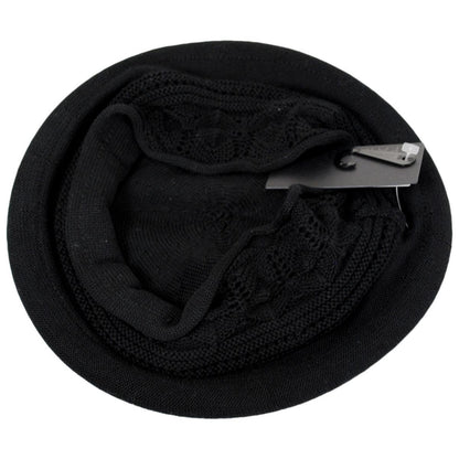 Parkhurst | Pointelle Cotton Knit Topper Beanie Hat | 500853 | under | BLACK