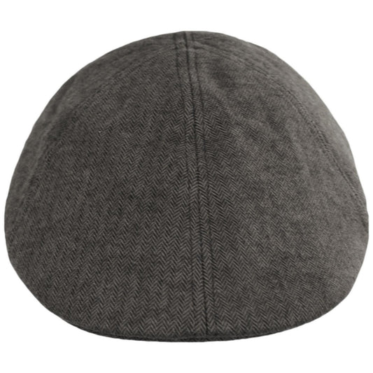 Baskerville Hat Company | Newport Cotton Herringbone Duckbill Ivy Cap | 167679 | front | BLACK/GREY