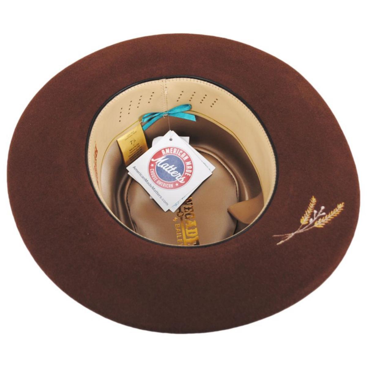 Renegade | Casville Pencil Curl Brim Wool Felt Fedora Hat | 130383 | under | COGNAC