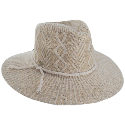 Scala | Arana Cable Knit Fedora Hat | 106420 | lead | OATMEAL